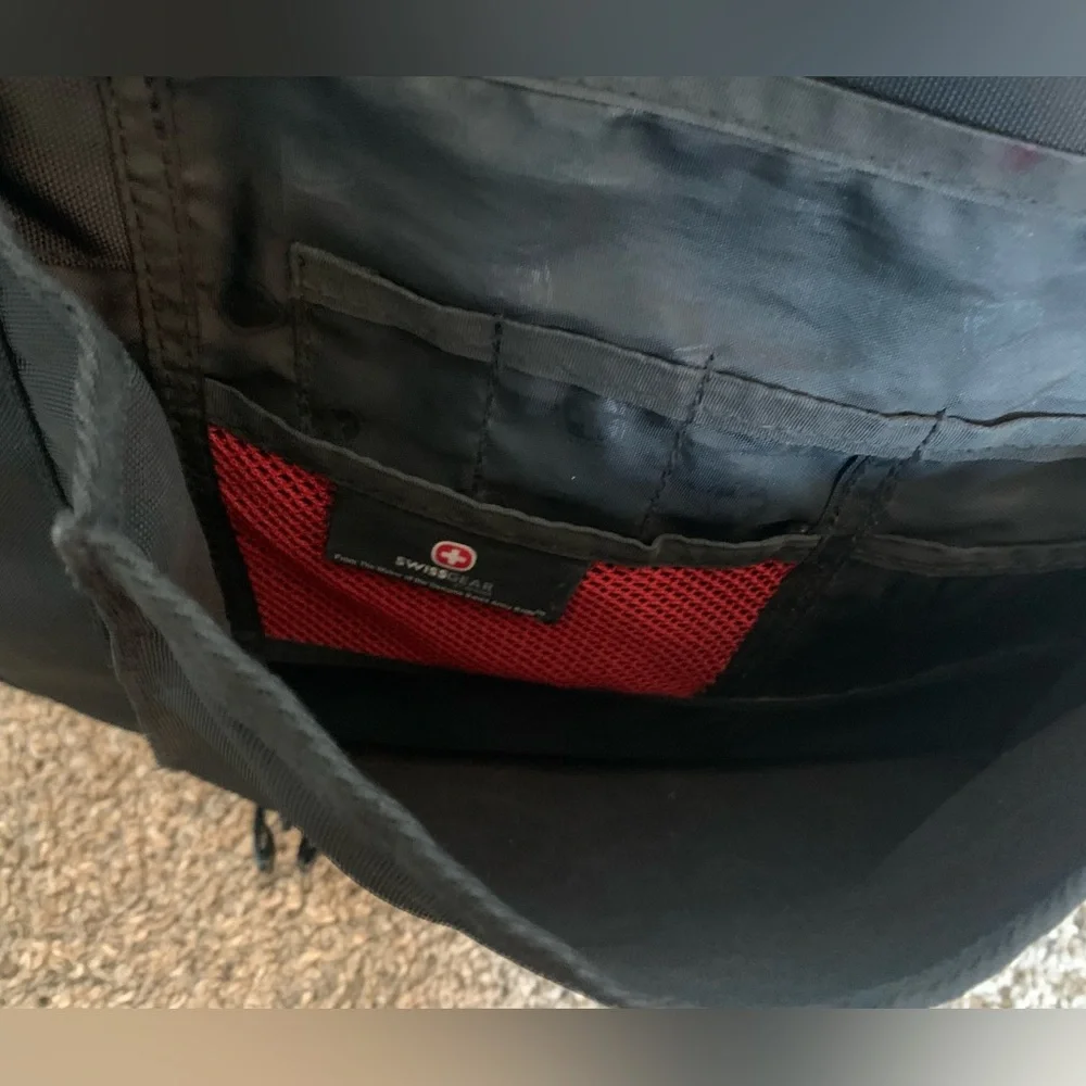 SwissGear Black Messenger Bag with Red Accent